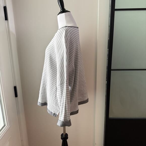 Comfy USA Gray White Striped Tunic Size Large L Boxy Coastal Lagom Lagenlook - Picture 3 of 9